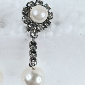 Earrings Rhinestones Faux Pearls Clip-on Mid-Century